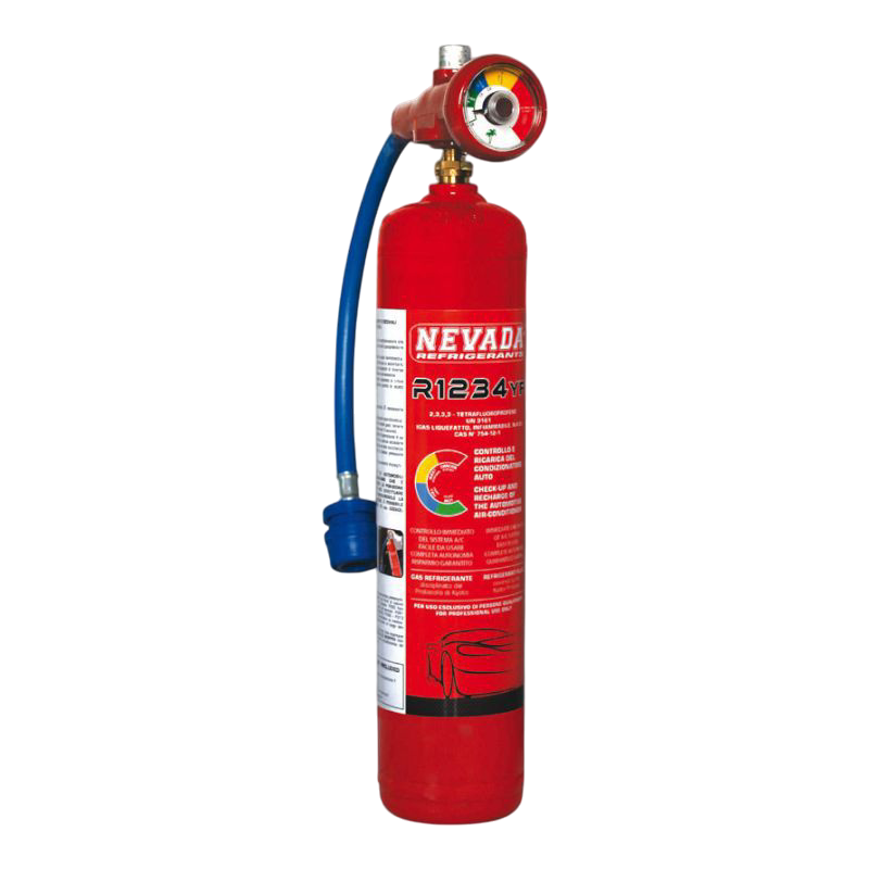 Gaz réfrigérant R1234yf en bouteille de 700 g, manomètre et tuyau avec connexion rapide pour systèmes de climatisation de voitur