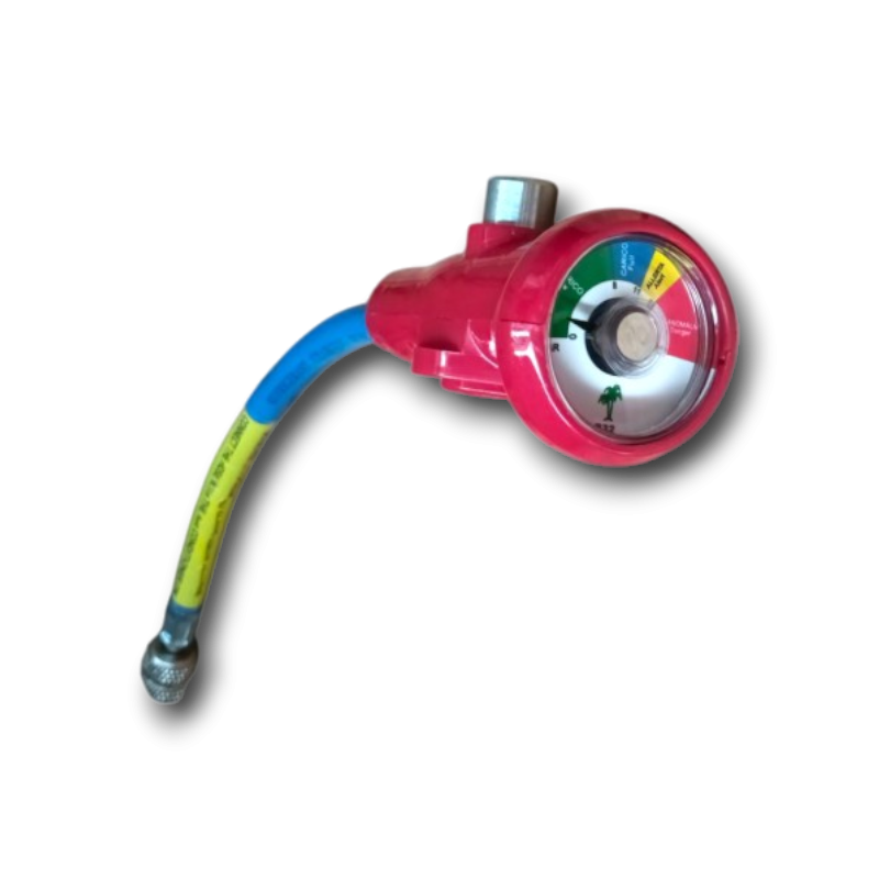 Manometro per bombola gas R32 raccordo F 1/2" SX x M 5/16"